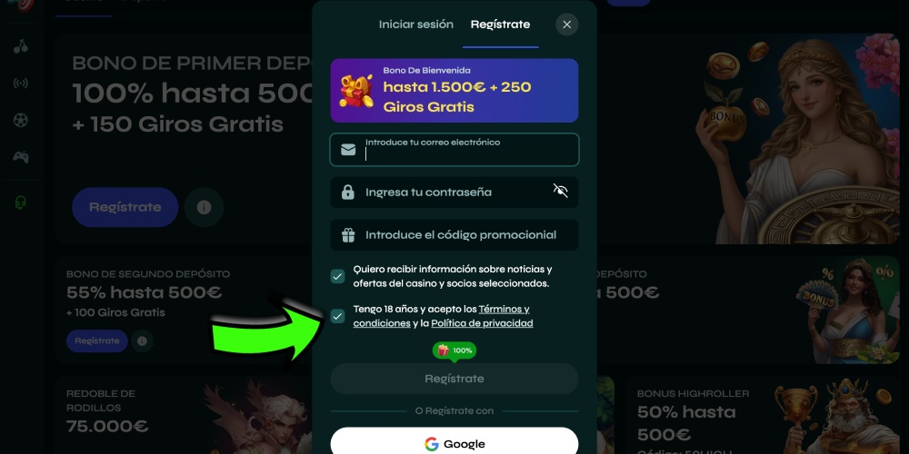 Confirmar condiciones generales