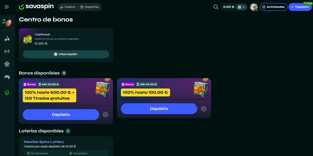 Sección de promociones abiertas